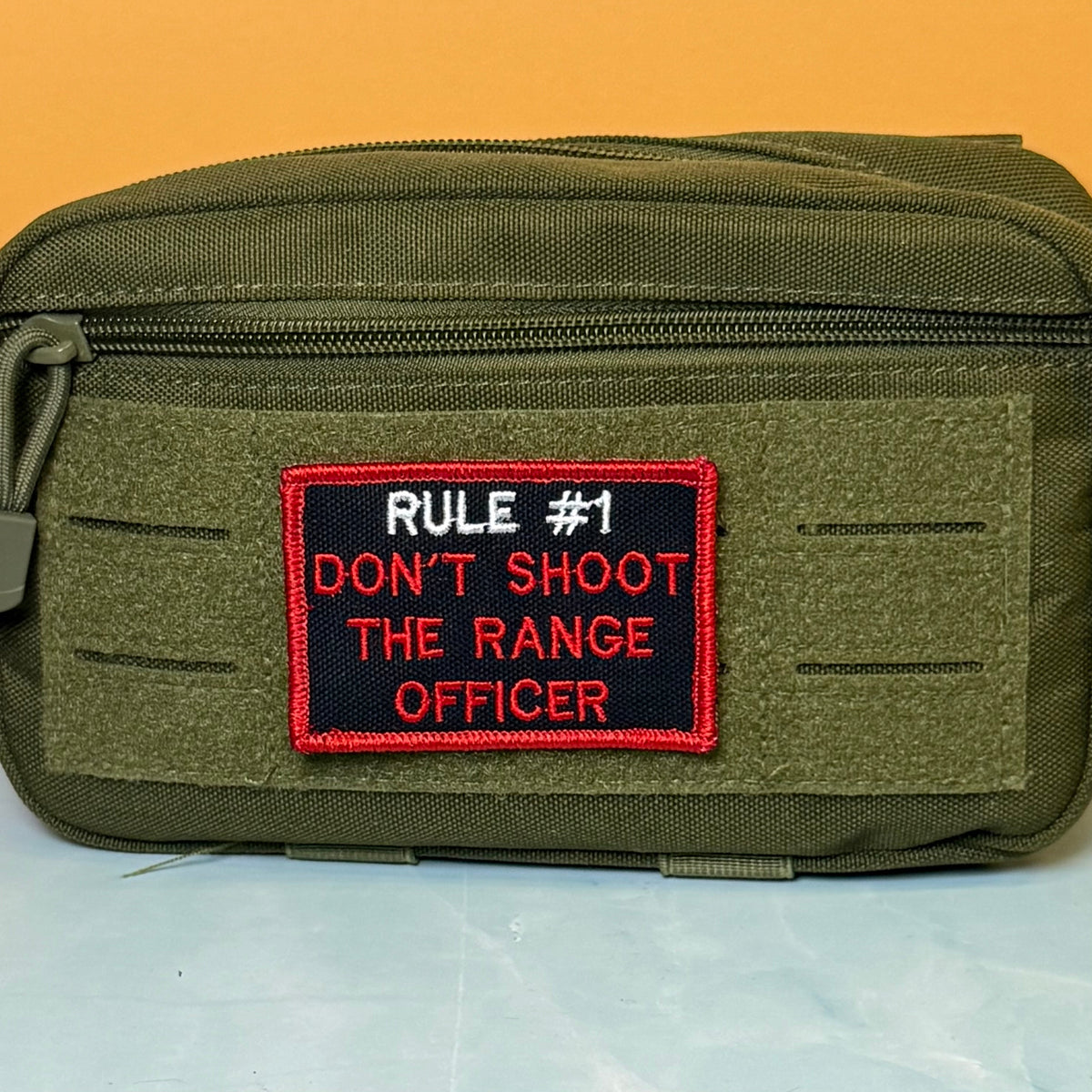 Rule #1 Don't Shoot The Range Officer Funny Morale Patch, 2x3" | Made in USA | VELCRO® Brand Hook Backing