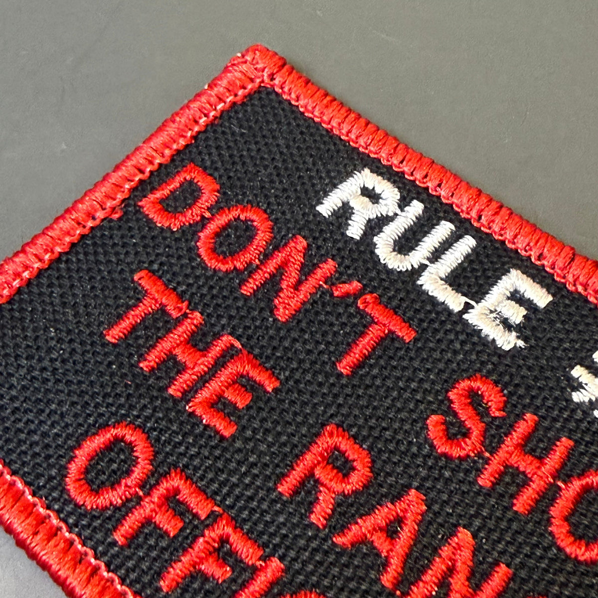 Rule #1 Don't Shoot The Range Officer Funny Morale Patch, 2x3" | Made in USA | VELCRO® Brand Hook Backing