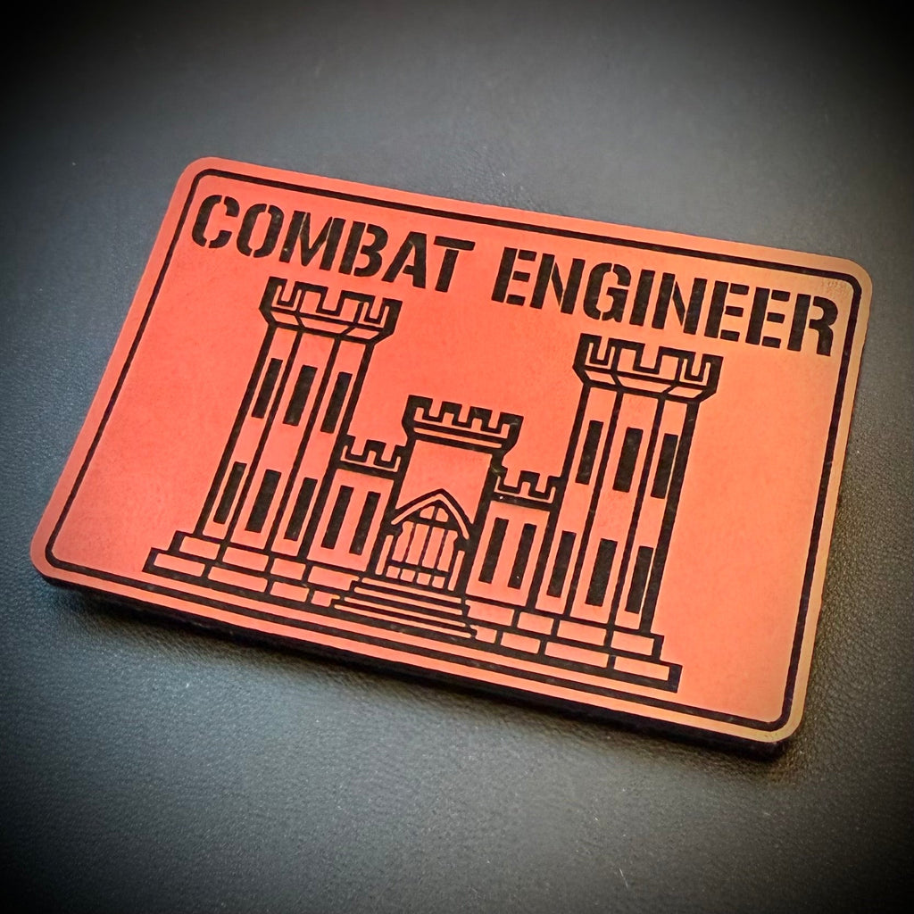 Combat Engineer Army Veteran Morale Patch, 2x3" | Made in USA | VELCRO® Brand Hook Backing
