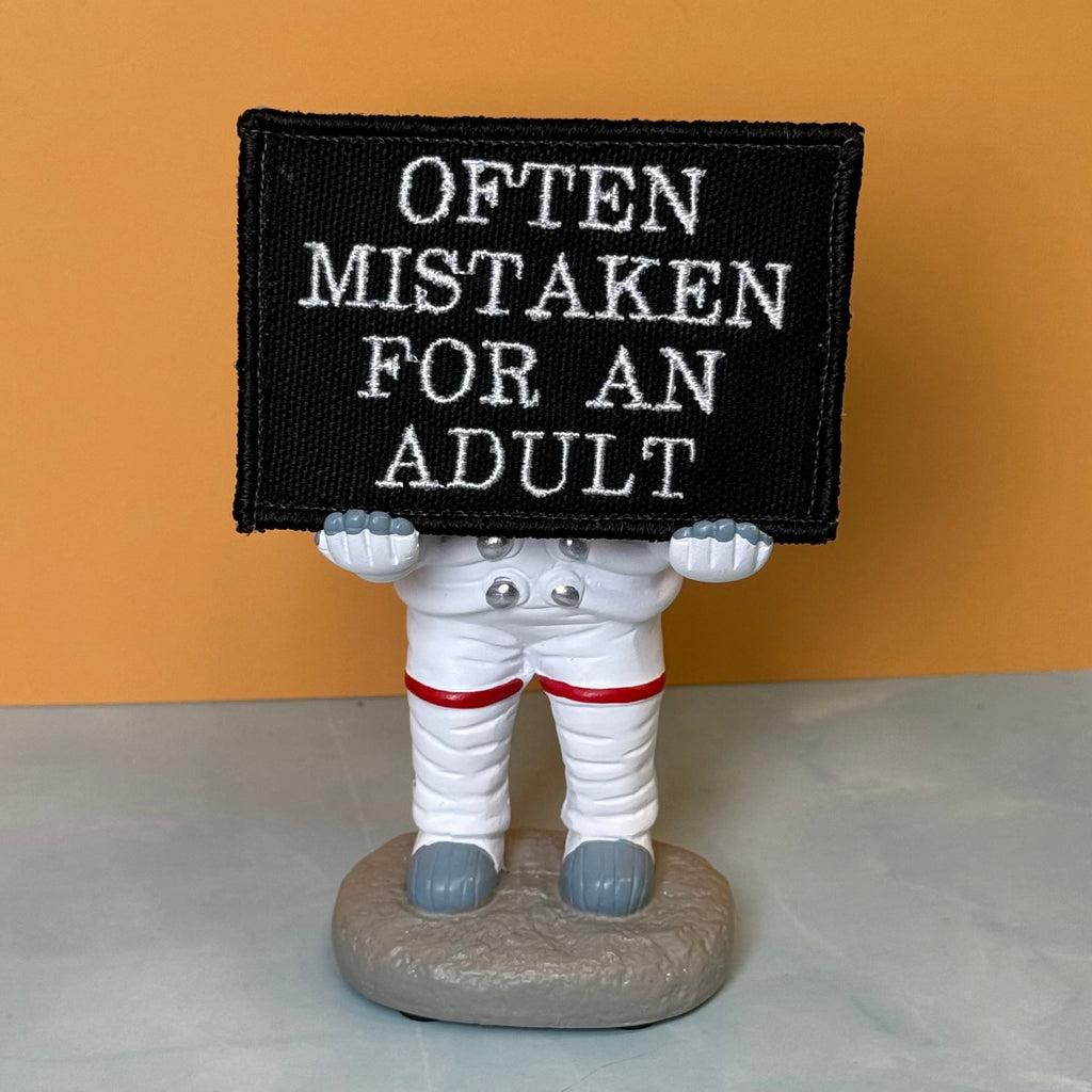 Often Mistaken For An Adult Funny Morale Patch, 2x3" | Made in USA | VELCRO® Brand Hook Backing