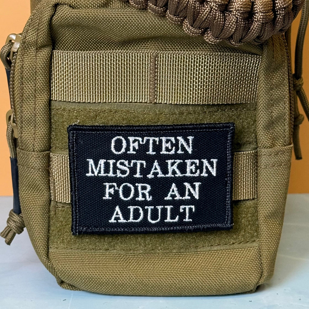 Often Mistaken For An Adult Funny Morale Patch, 2x3" | Made in USA | VELCRO® Brand Hook Backing