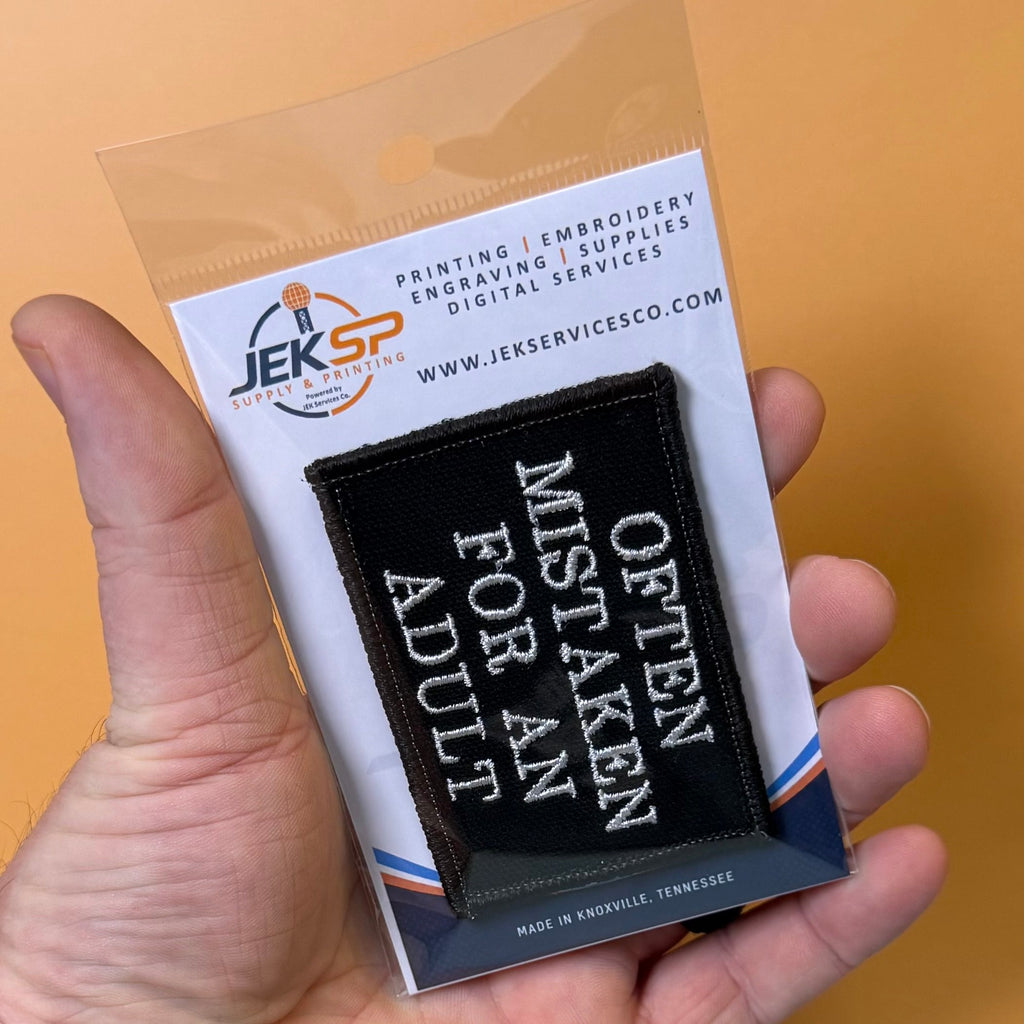 Often Mistaken For An Adult Funny Morale Patch, 2x3" | Made in USA | VELCRO® Brand Hook Backing