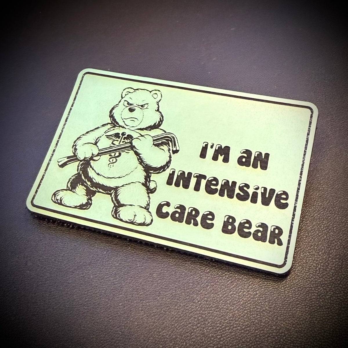 Intensive Care Bear Funny Nurse Medic Morale Patch, 2x3" | Made in USA | VELCRO® Brand Hook Backing