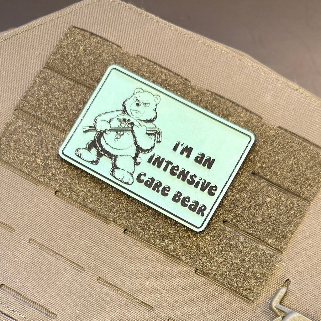 Intensive Care Bear Funny Nurse Medic Morale Patch, 2x3" | Made in USA | VELCRO® Brand Hook Backing