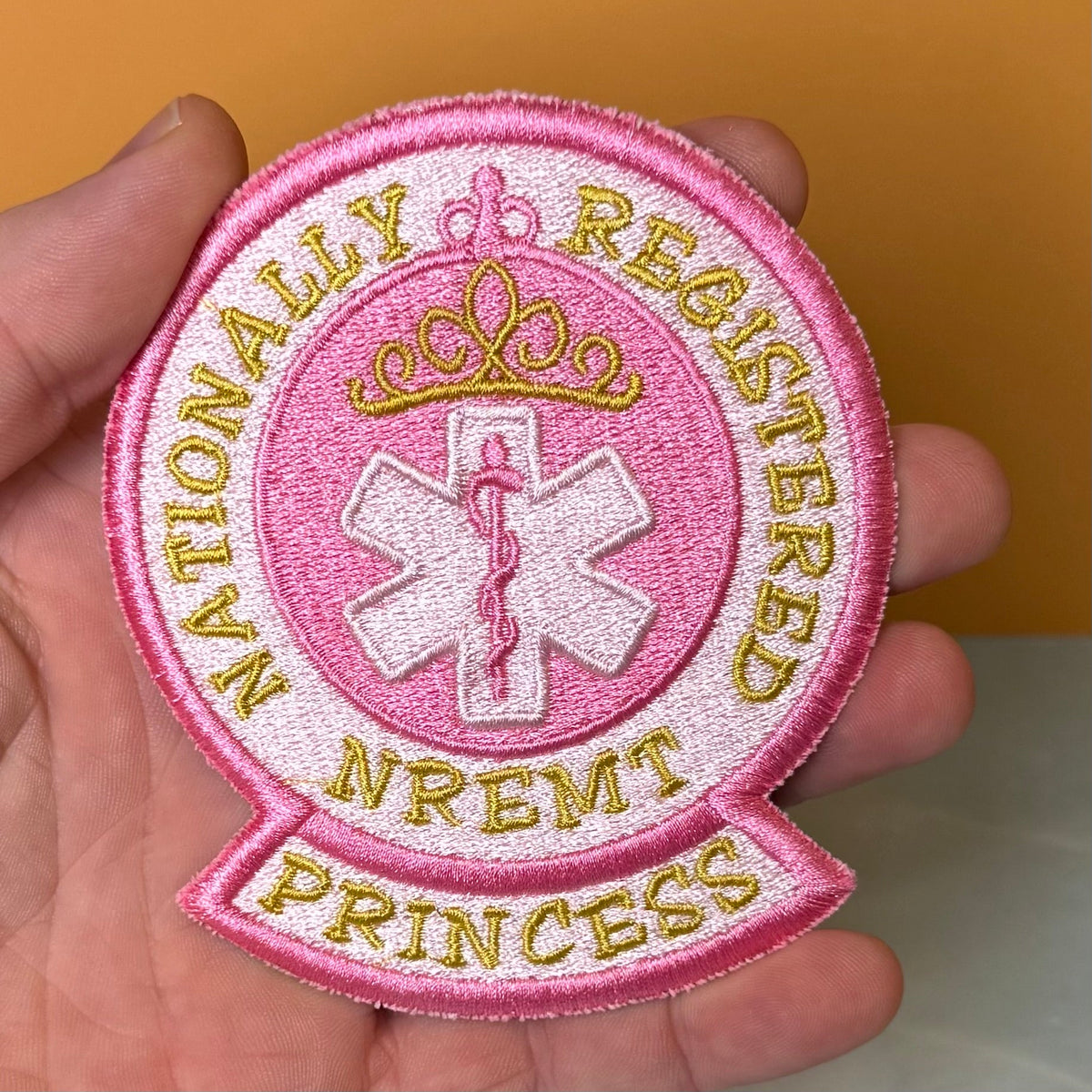 NREMT Princess Funny Medic Morale Patch, 3.3x4" | Made in USA | VELCRO® Brand Hook Backing