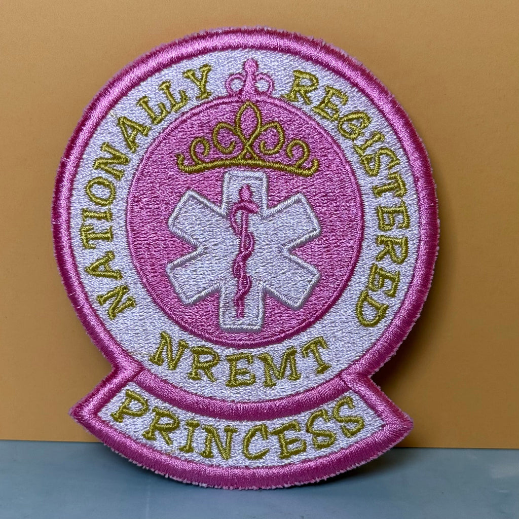 NREMT Princess Funny Medic Morale Patch, 3.3x4" | Made in USA | VELCRO® Brand Hook Backing