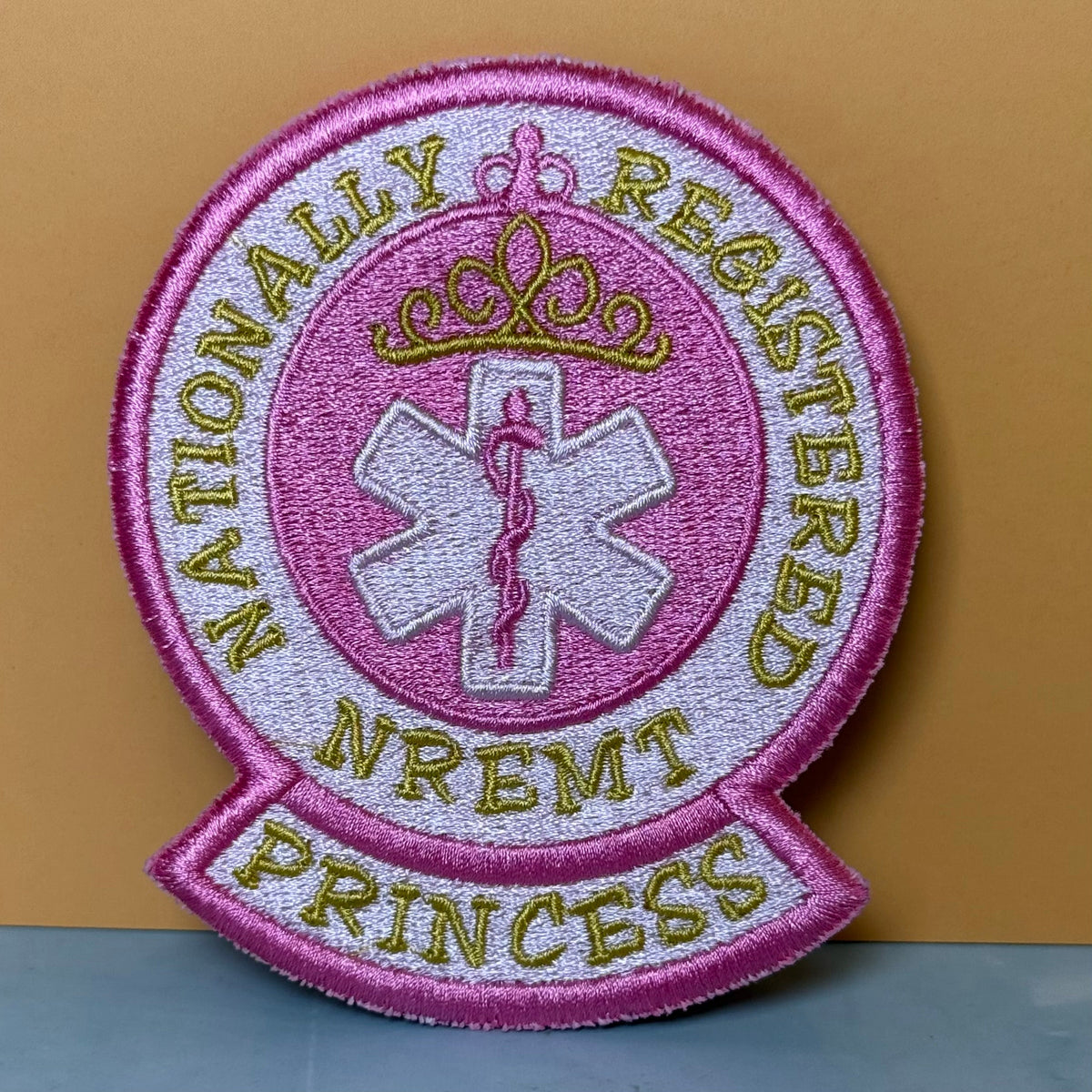 NREMT Princess Funny Medic Morale Patch, 3.3x4" | Made in USA | VELCRO® Brand Hook Backing