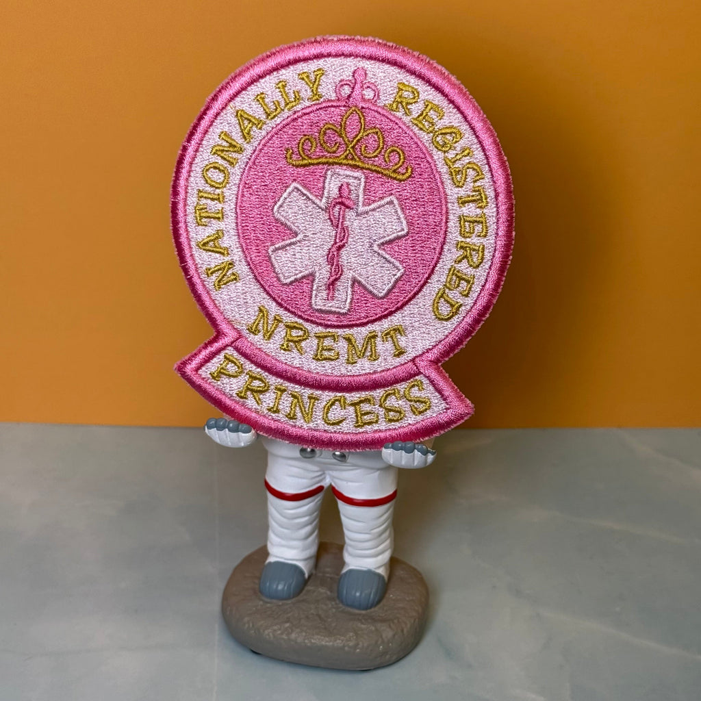 NREMT Princess Funny Medic Morale Patch, 3.3x4" | Made in USA | VELCRO® Brand Hook Backing