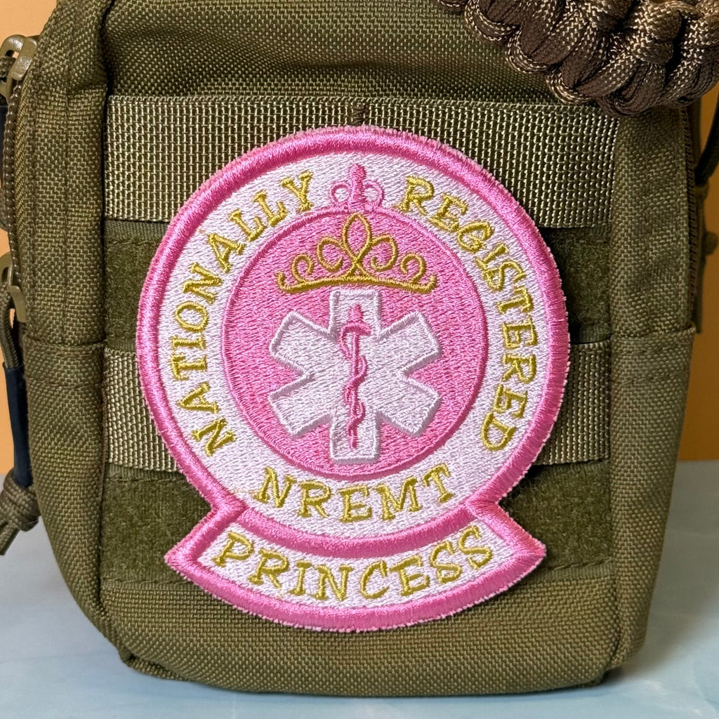 NREMT Princess Funny Medic Morale Patch, 3.3x4" | Made in USA | VELCRO® Brand Hook Backing