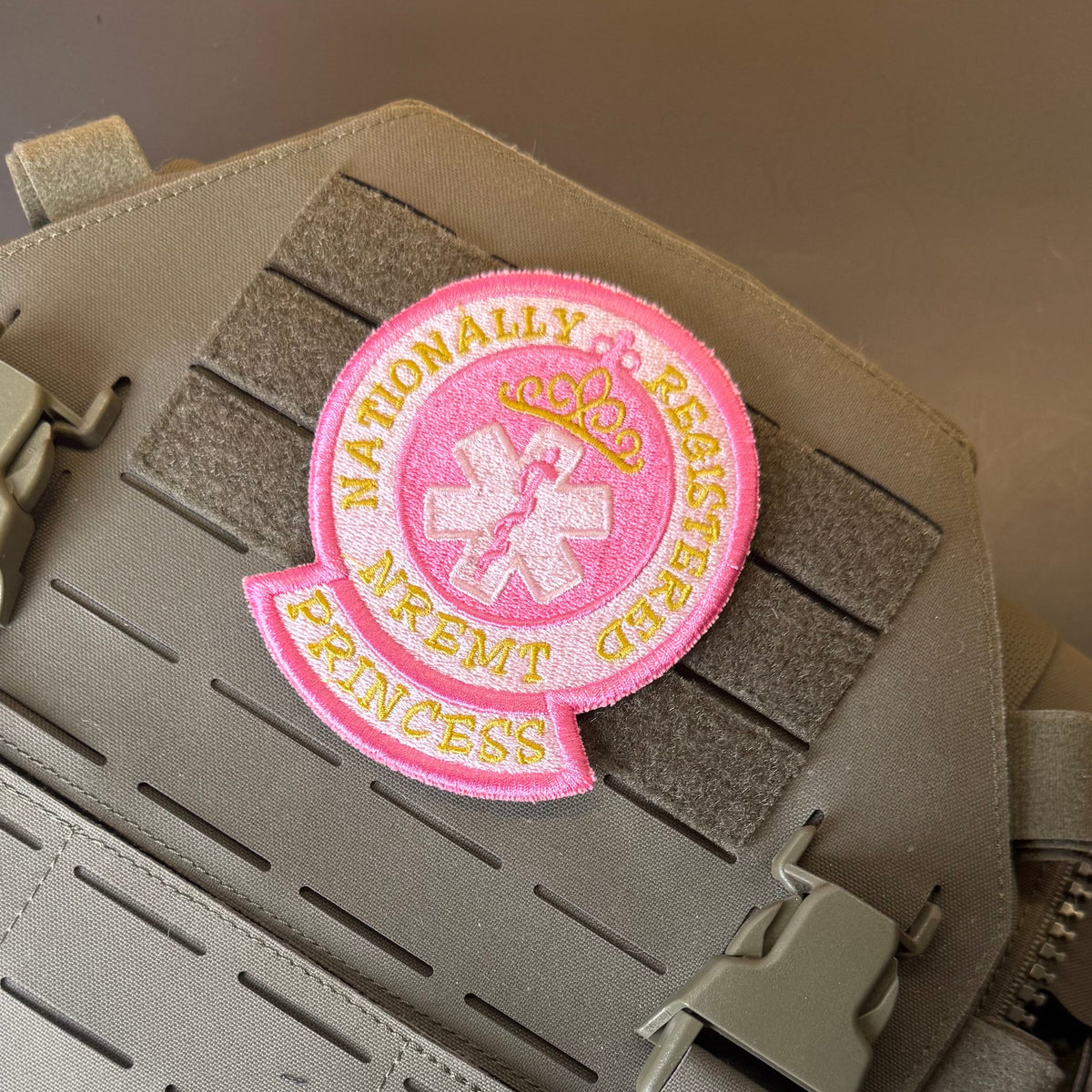 NREMT Princess Funny Medic Morale Patch, 3.3x4" | Made in USA | VELCRO® Brand Hook Backing