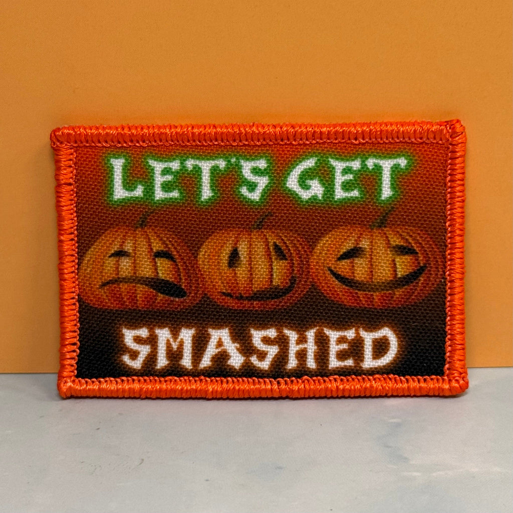 Halloween Smashed Pumpkins Funny Morale Patch, 2x3" | Made in the USA | VELCRO® Brand Hook Backing