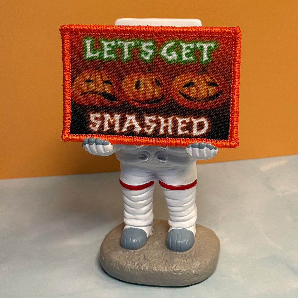 Halloween Smashed Pumpkins Funny Morale Patch, 2x3" | Made in the USA | VELCRO® Brand Hook Backing