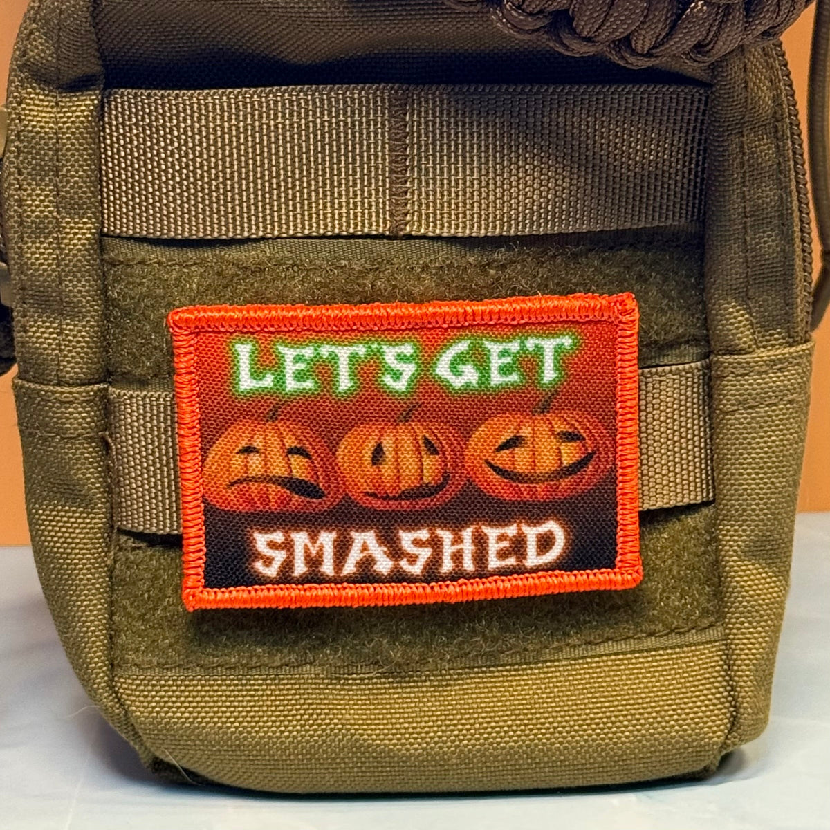 Halloween Smashed Pumpkins Funny Morale Patch, 2x3" | Made in the USA | VELCRO® Brand Hook Backing