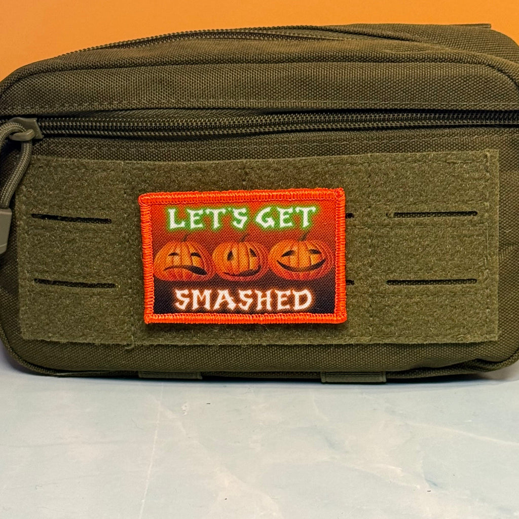 Halloween Smashed Pumpkins Funny Morale Patch, 2x3" | Made in the USA | VELCRO® Brand Hook Backing