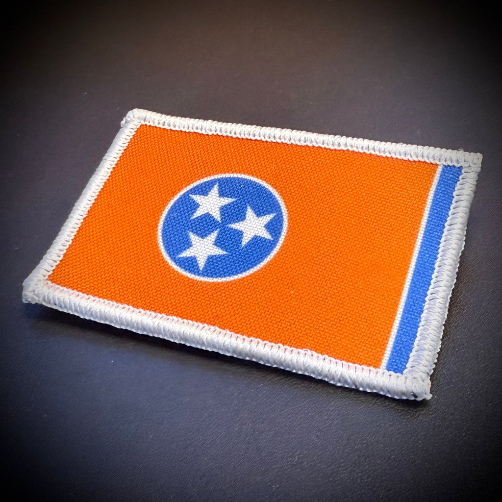 Tennessee Orange & Summitt Blue Flag Patch 2"x3" Hook & Loop | Made in USA | Pro-Print Canvas