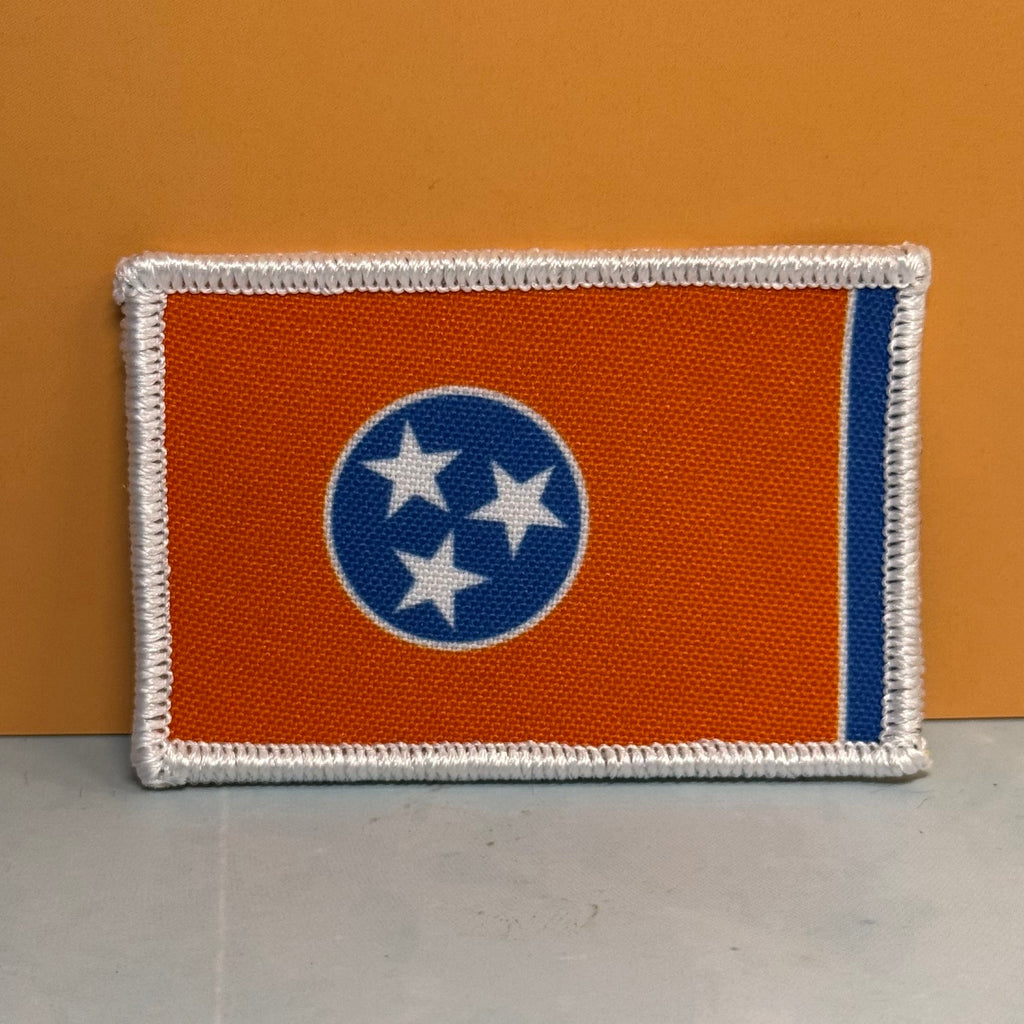 Tennessee Orange & Summitt Blue Flag Patch 2"x3" Hook & Loop | Made in USA | Pro-Print Canvas