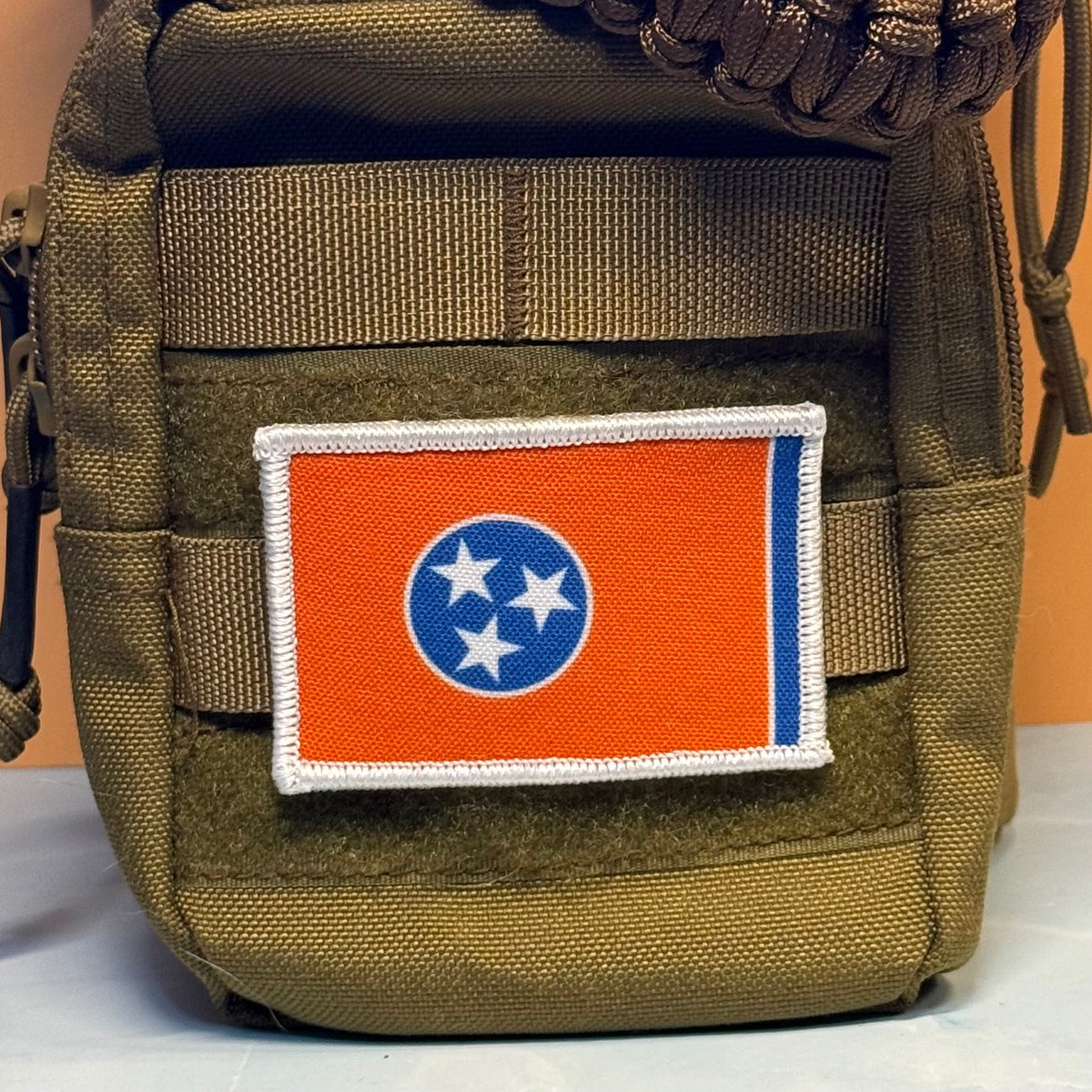 Tennessee Orange & Summitt Blue Flag Patch 2"x3" Hook & Loop | Made in USA | Pro-Print Canvas