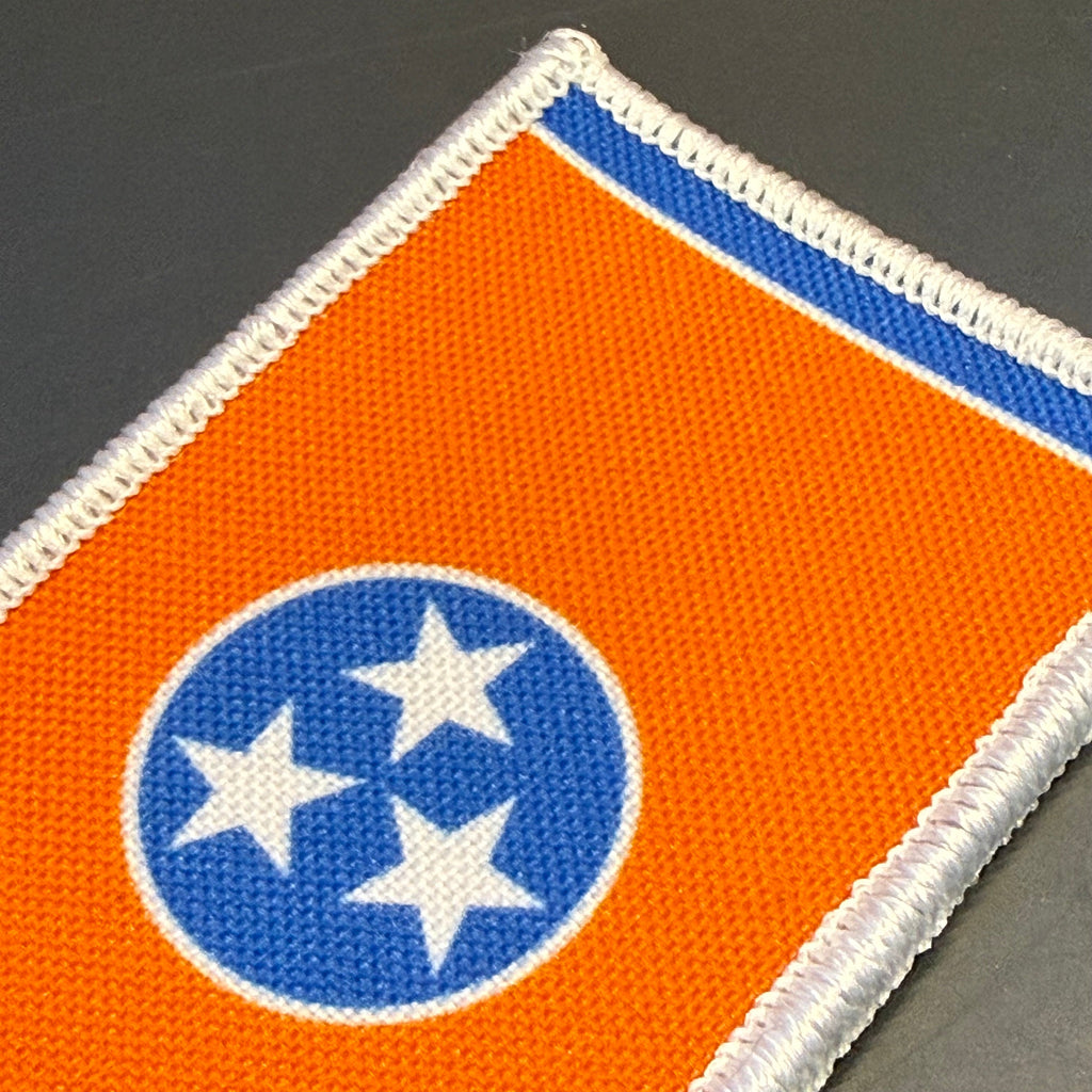 Tennessee Orange & Summitt Blue Flag Patch 2"x3" Hook & Loop | Made in USA | Pro-Print Canvas