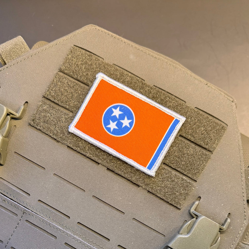 Tennessee Orange & Summitt Blue Flag Patch 2"x3" Hook & Loop | Made in USA | Pro-Print Canvas