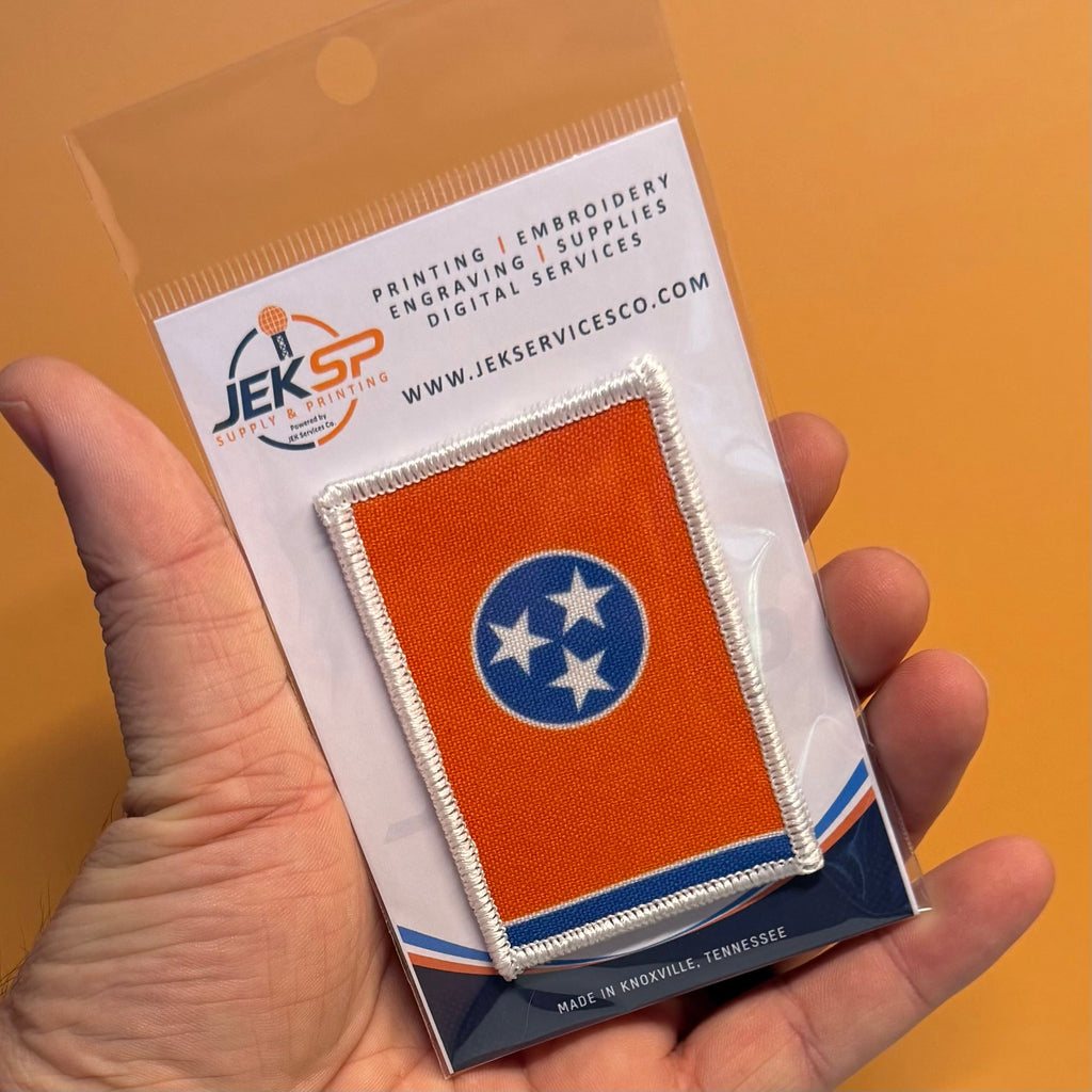 Tennessee Orange & Summitt Blue Flag Patch 2"x3" Hook & Loop | Made in USA | Pro-Print Canvas