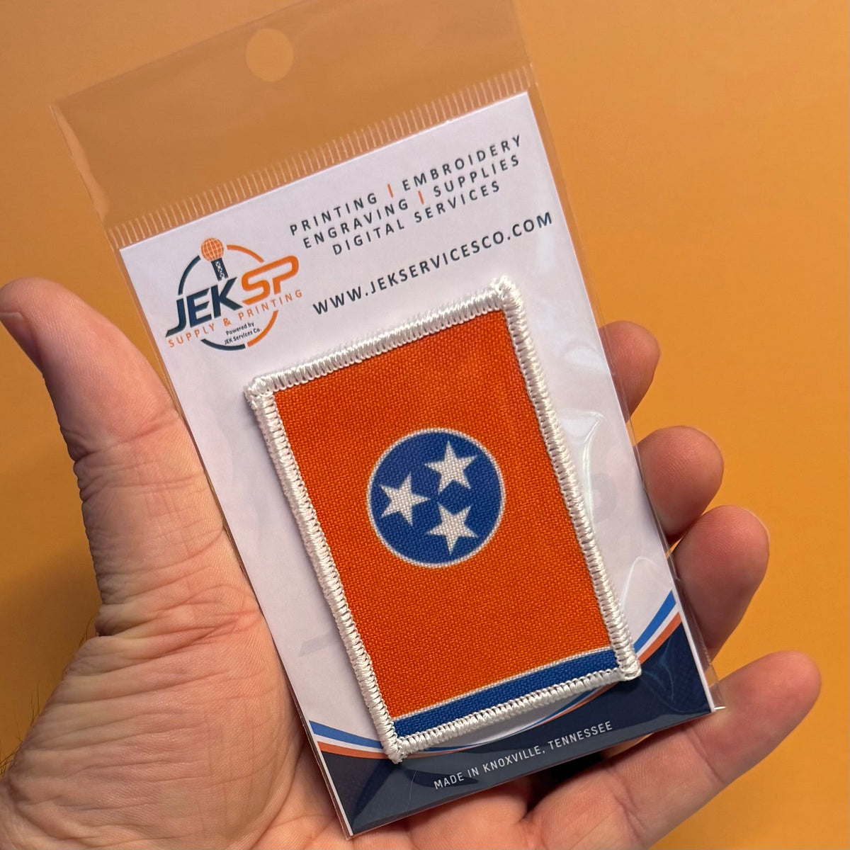 Tennessee Orange & Summitt Blue Flag Patch 2"x3" Hook & Loop | Made in USA | Pro-Print Canvas