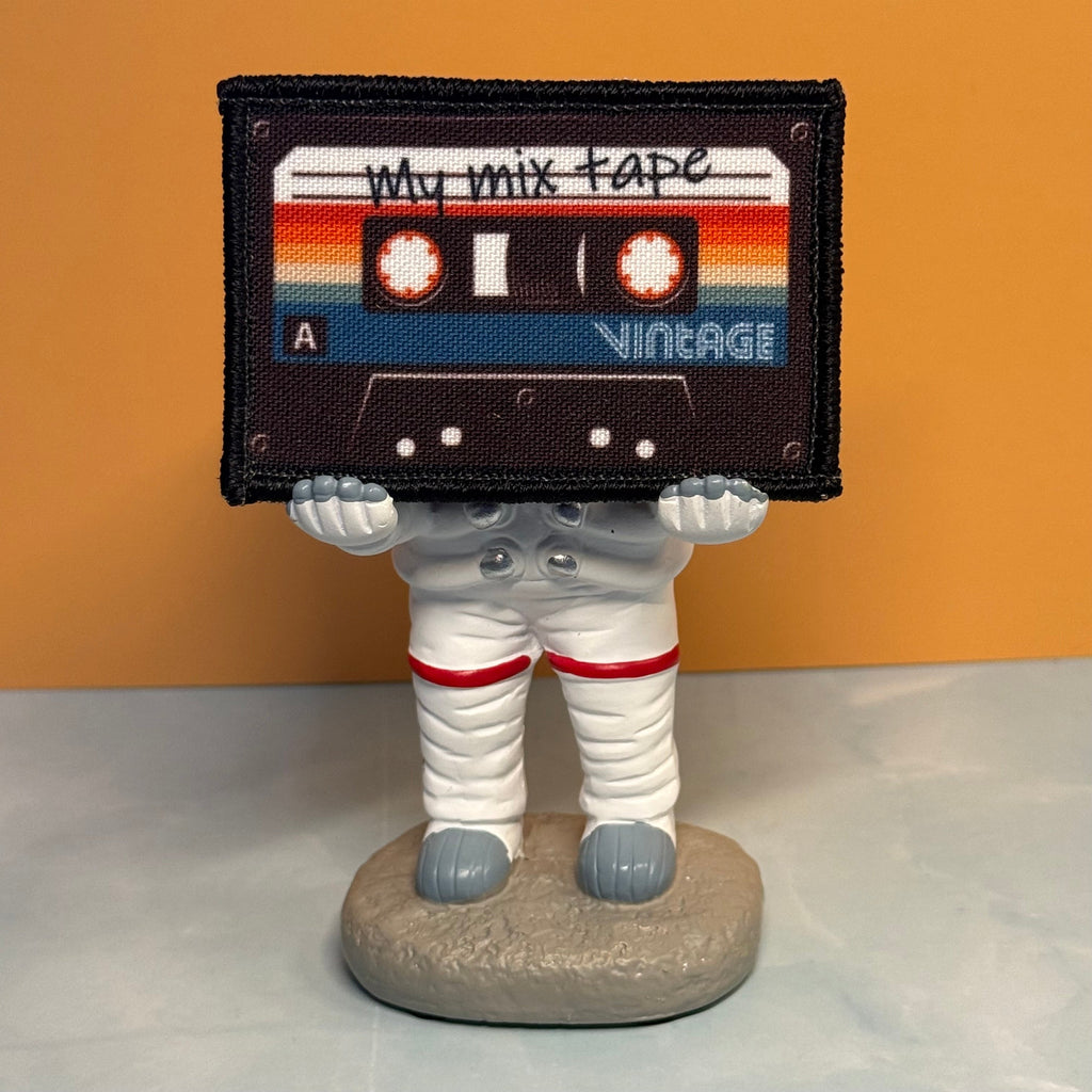 My 80's Cassette Mix Tape Funny Printed Morale Patch, 2x3" | VELCRO® Brand Hook Backing