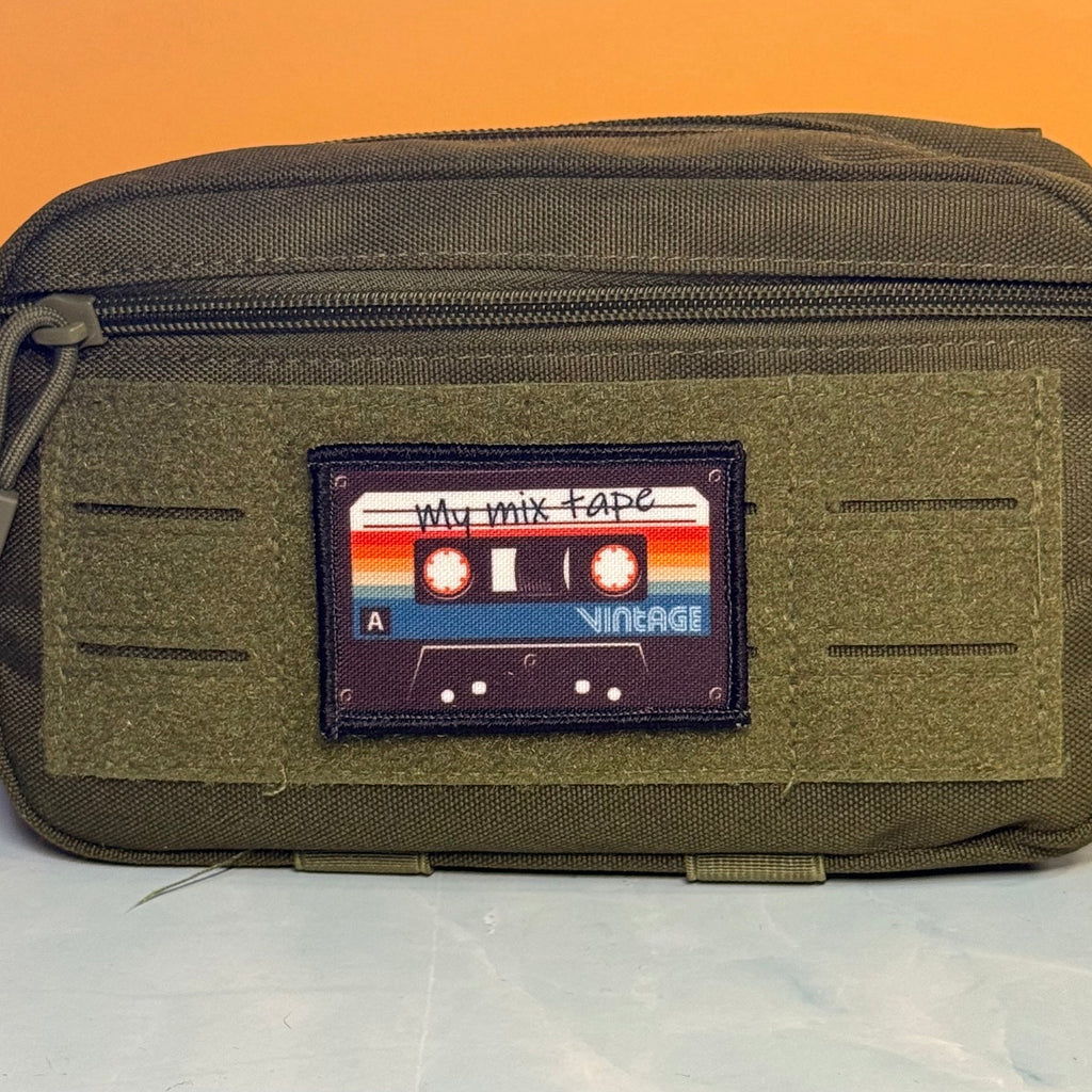 My 80's Cassette Mix Tape Funny Printed Morale Patch, 2x3" | VELCRO® Brand Hook Backing