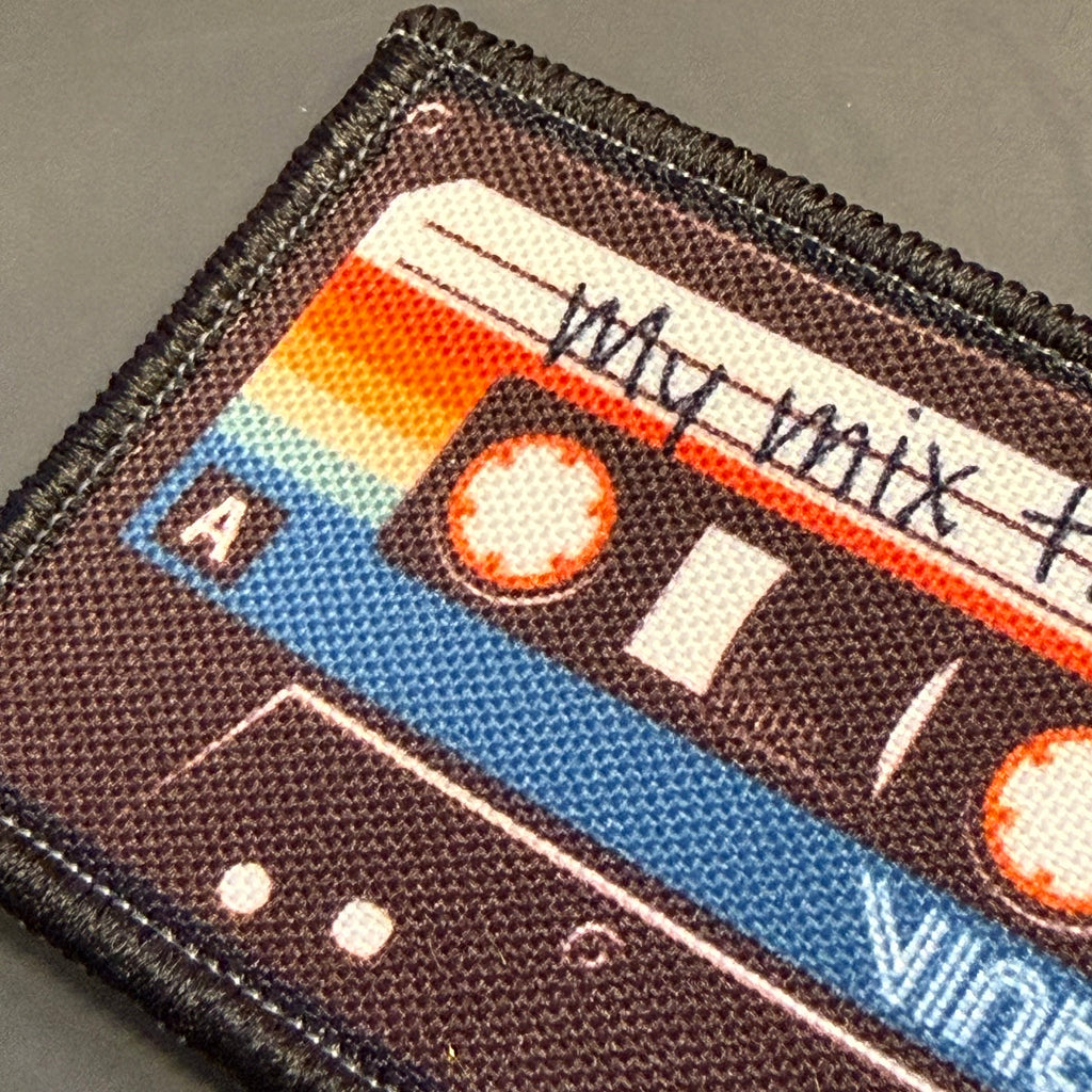 My 80's Cassette Mix Tape Funny Printed Morale Patch, 2x3" | VELCRO® Brand Hook Backing