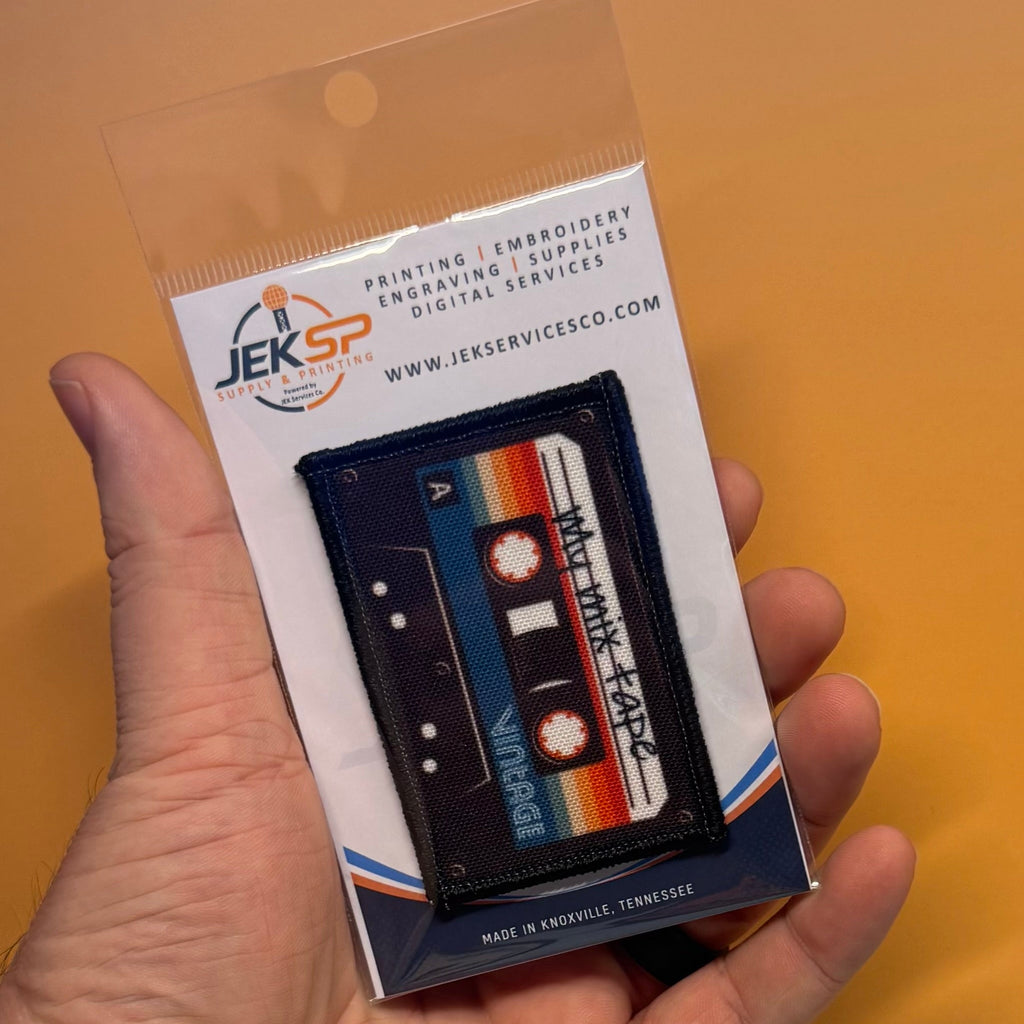 My 80's Cassette Mix Tape Funny Printed Morale Patch, 2x3" | VELCRO® Brand Hook Backing