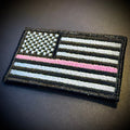 Breast Cancer Awareness Thin Pink Line American Flag Patch | Made in USA | VELCRO® Brand Hook Backing