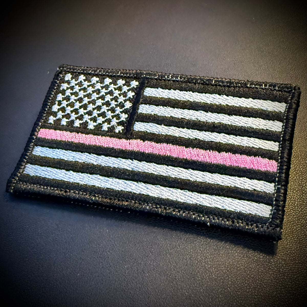Breast Cancer Awareness Thin Pink Line American Flag Patch | Made in USA | VELCRO® Brand Hook Backing