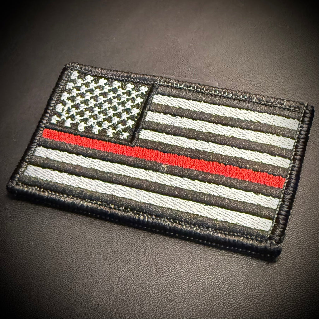 Thin Red Line American Flag Firefighter Patch, 2x3.5" | Made in USA | VELCRO® Brand Hook Backing