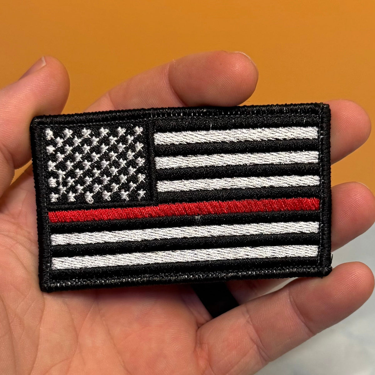Thin Red Line American Flag Firefighter Patch, 2x3.5" | Made in USA | VELCRO® Brand Hook Backing