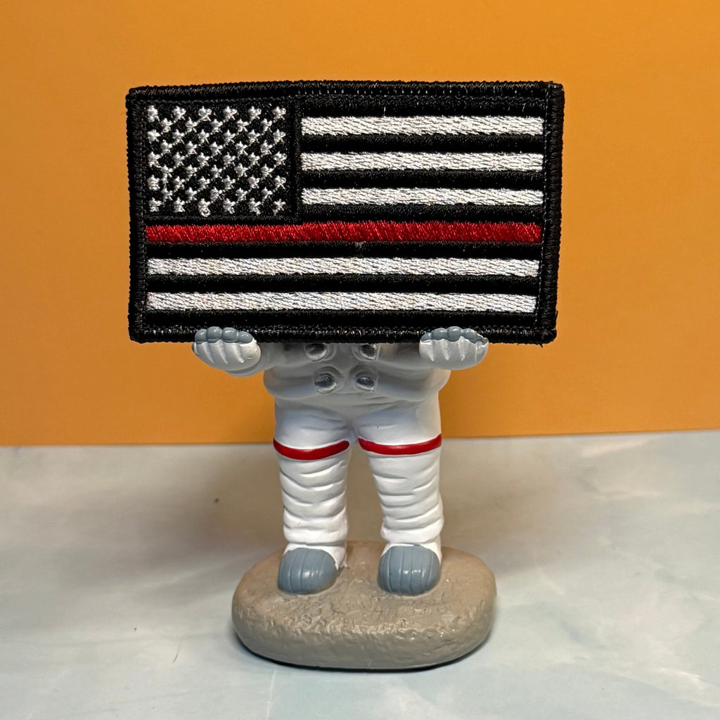 Thin Red Line American Flag Firefighter Patch, 2x3.5" | Made in USA | VELCRO® Brand Hook Backing