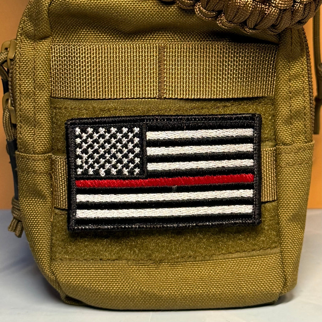 Thin Red Line American Flag Firefighter Patch, 2x3.5" | Made in USA | VELCRO® Brand Hook Backing
