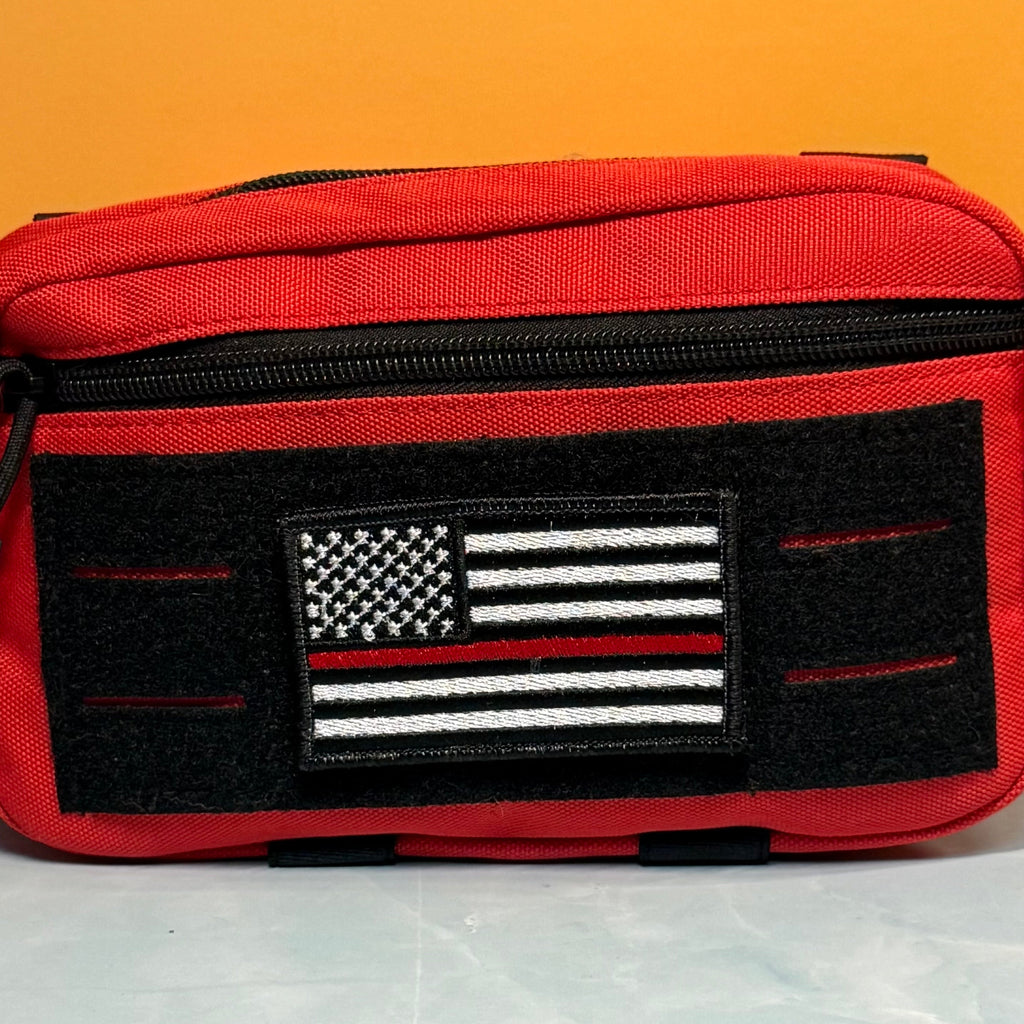 Thin Red Line American Flag Firefighter Patch, 2x3.5" | Made in USA | VELCRO® Brand Hook Backing
