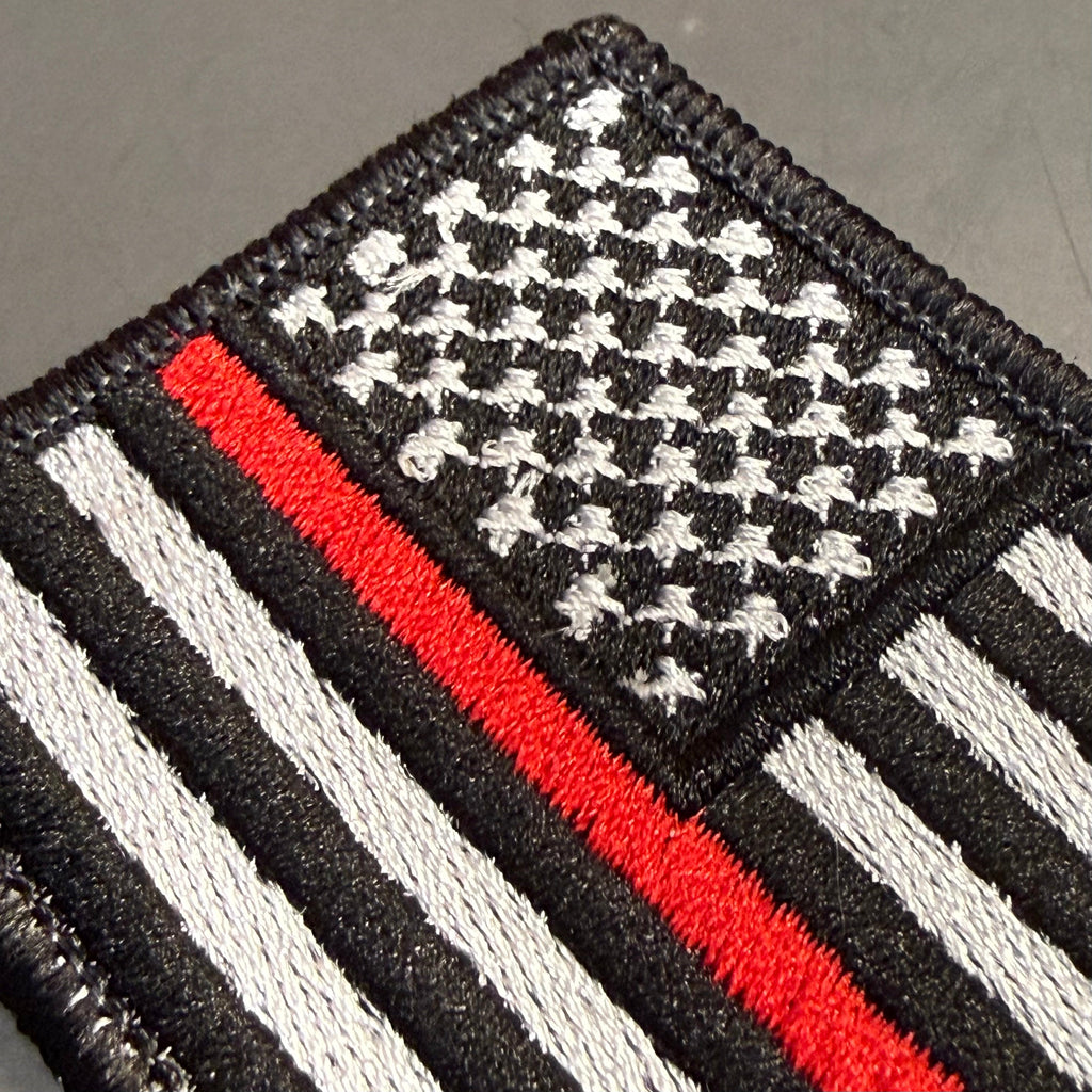Thin Red Line American Flag Firefighter Patch, 2x3.5" | Made in USA | VELCRO® Brand Hook Backing