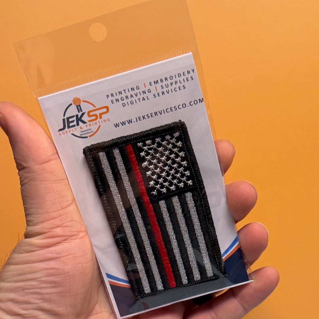 Thin Red Line American Flag Firefighter Patch, 2x3.5" | Made in USA | VELCRO® Brand Hook Backing