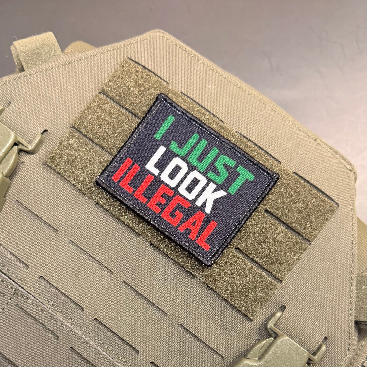 I Just Look Illegal Funny Morale Patch, 2x3" | Made in USA | VELCRO® Brand Hook Backing