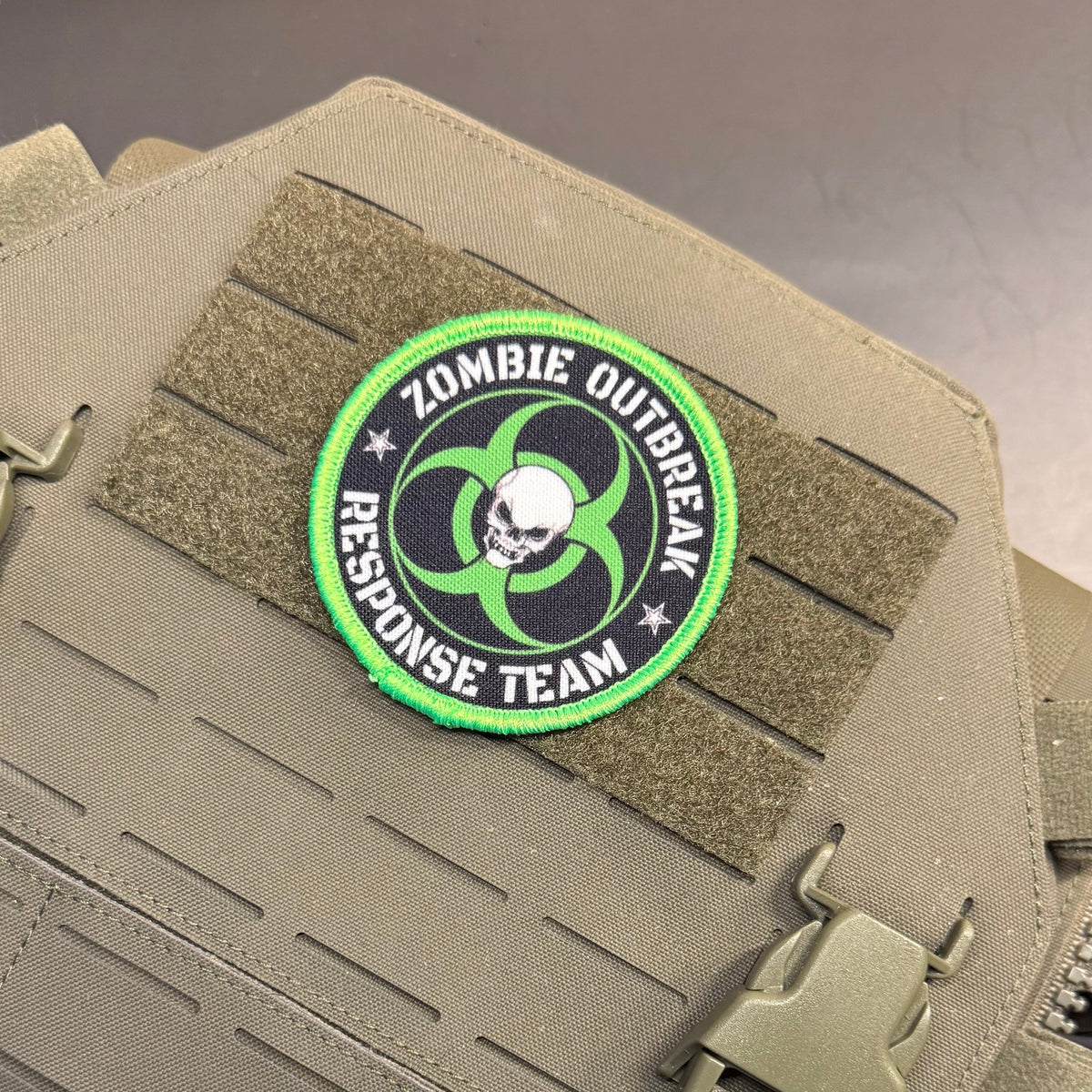 Zombie Outbreak Response Team Funny Morale Patch, 3" Round | Made in USA | VELCRO® Brand Hook Backing