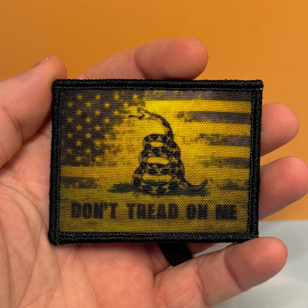 Don't Tread On Me American Flag Printed Morale Patch, 2.5x3" | VELCRO® Brand Hook Backing