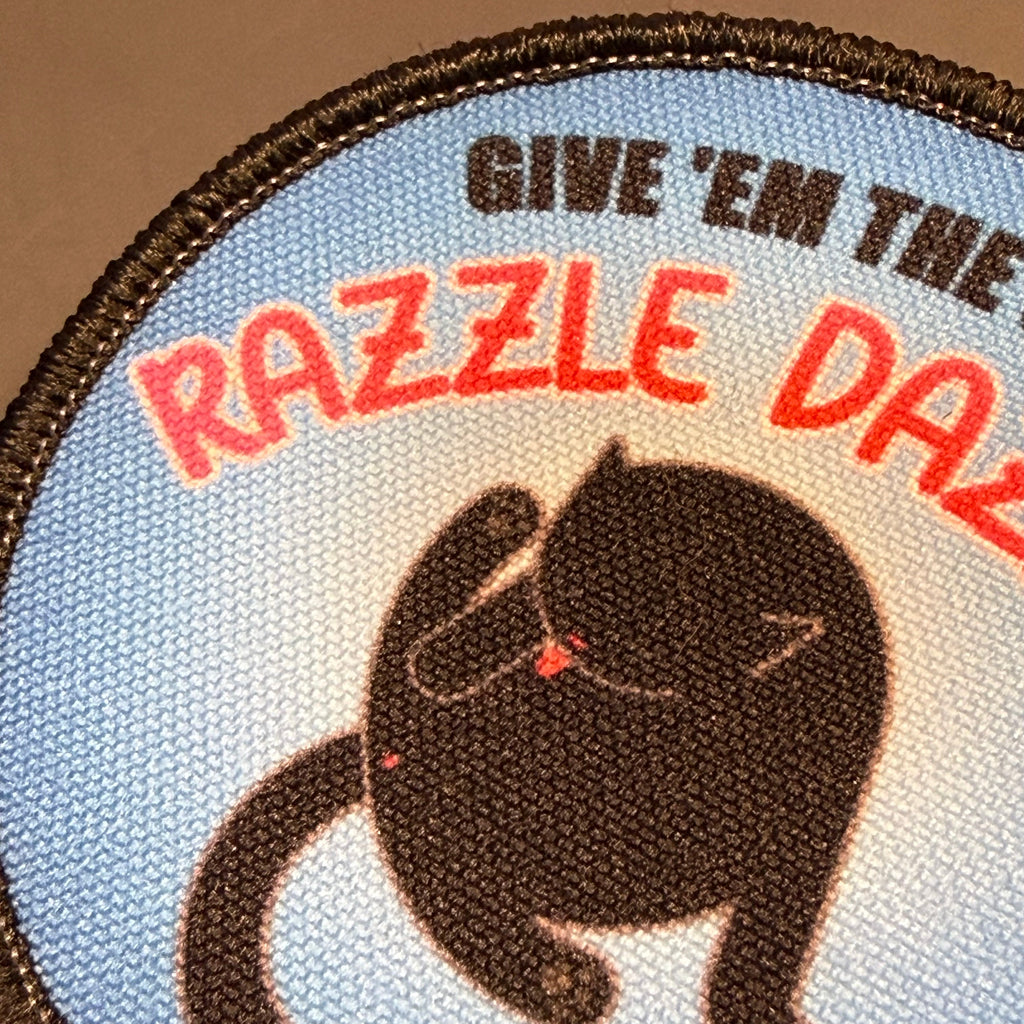 Give 'Em The Razzle Dazzle Funny Morale Patch | Made in USA | VELCRO® Brand Hook Backing