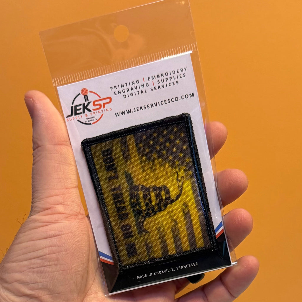 Don't Tread On Me American Flag Printed Morale Patch, 2.5x3" | VELCRO® Brand Hook Backing