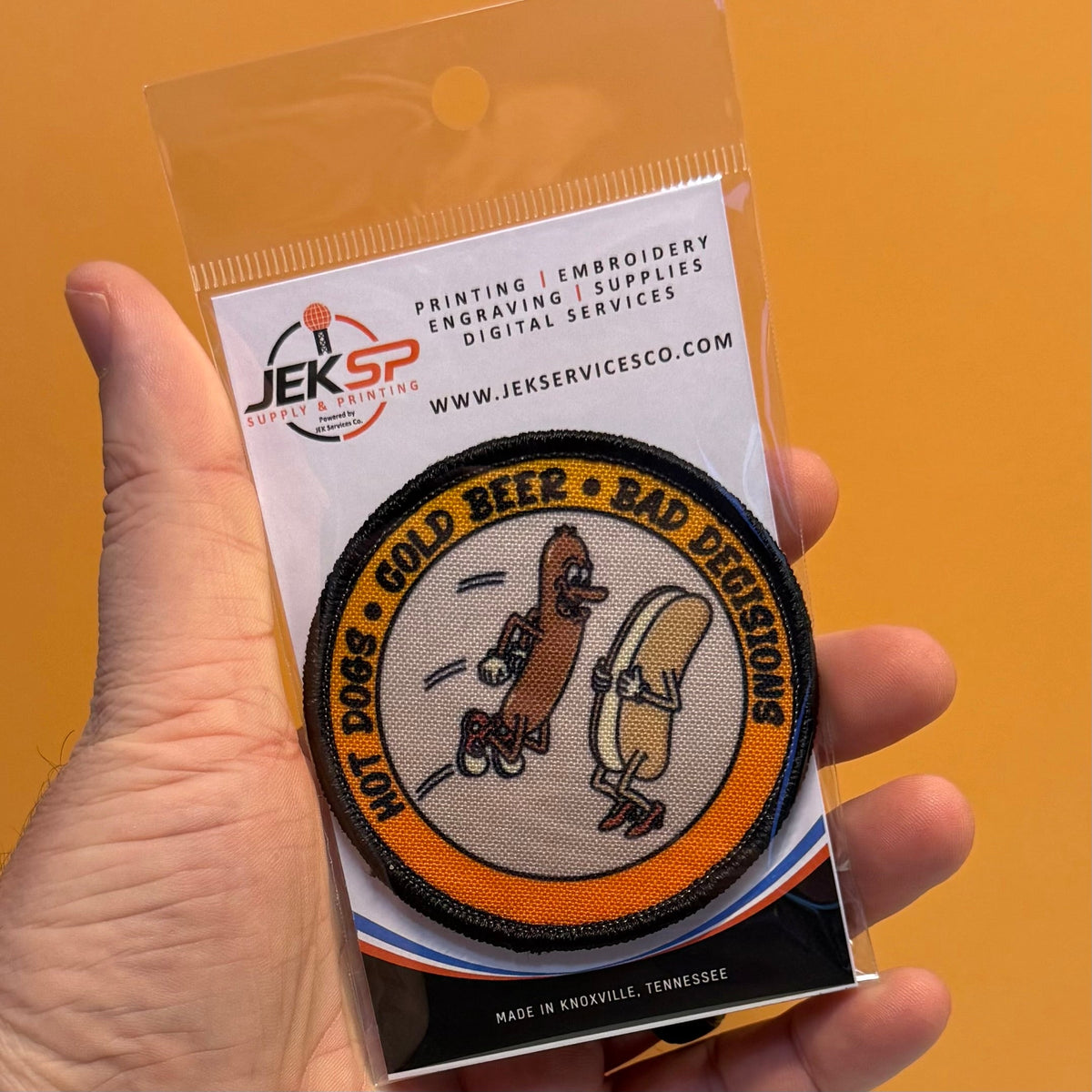 Hot Dogs, Cold Beer and Bad Decisions Funny Morale Patch | Made in USA | VELCRO® Brand Hook Backing