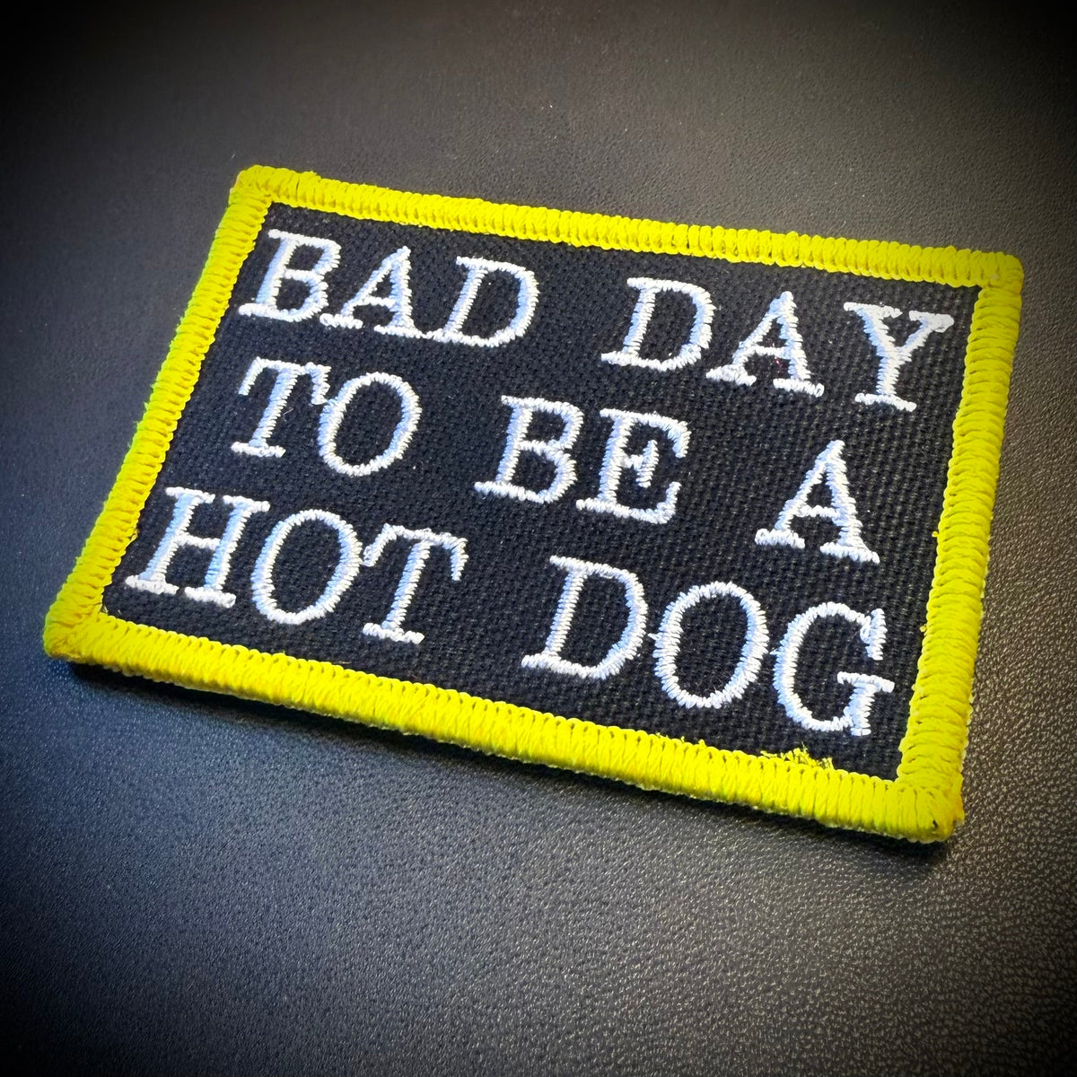 Bad Day To Be A Hot Dog Funny Morale Patch, 2x3" | Made in USA | VELCRO® Brand Hook Backing