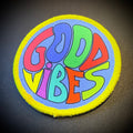 Good Vibes Only Funny Retro Printed Morale Patch, 3" Round | VELCRO® Brand Hook Backing