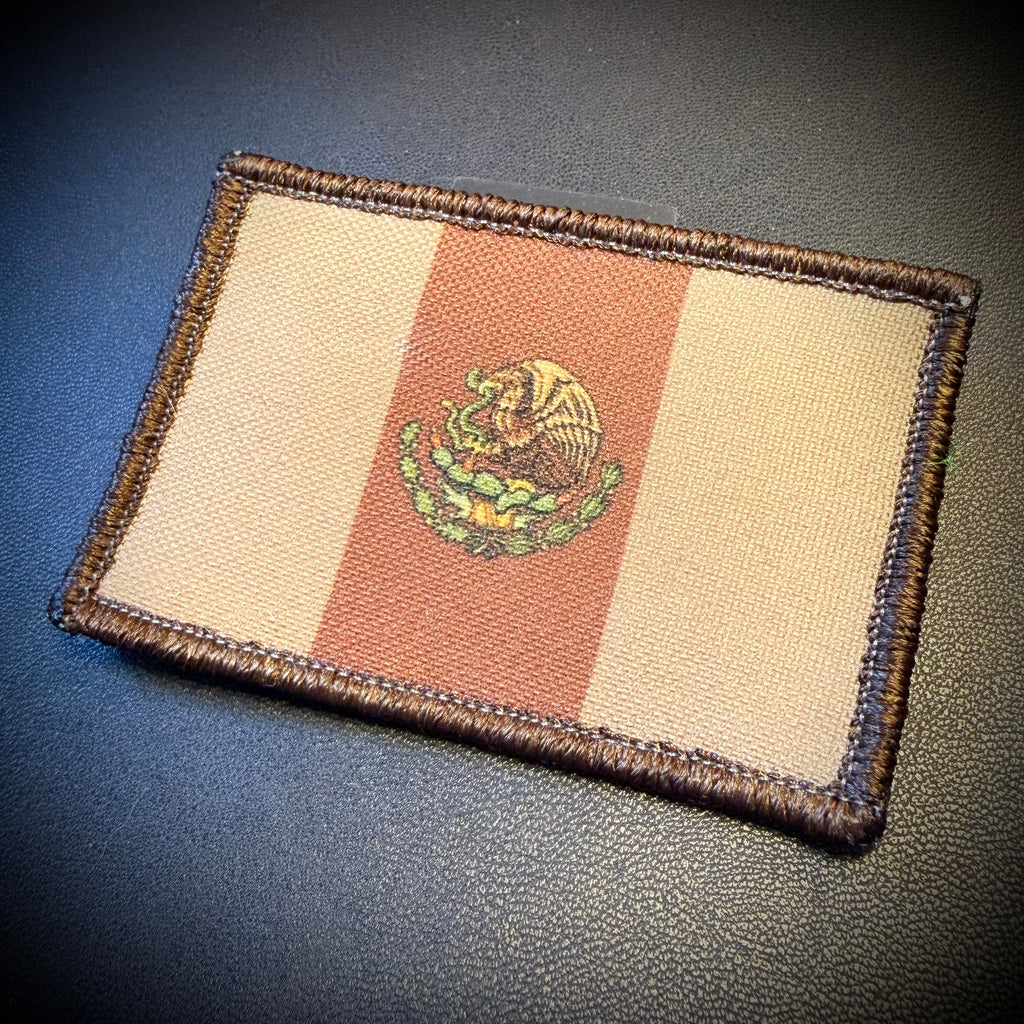 Mexico Flag Printed Morale Patch, 2x3" | VELCRO® Brand Hook Backing