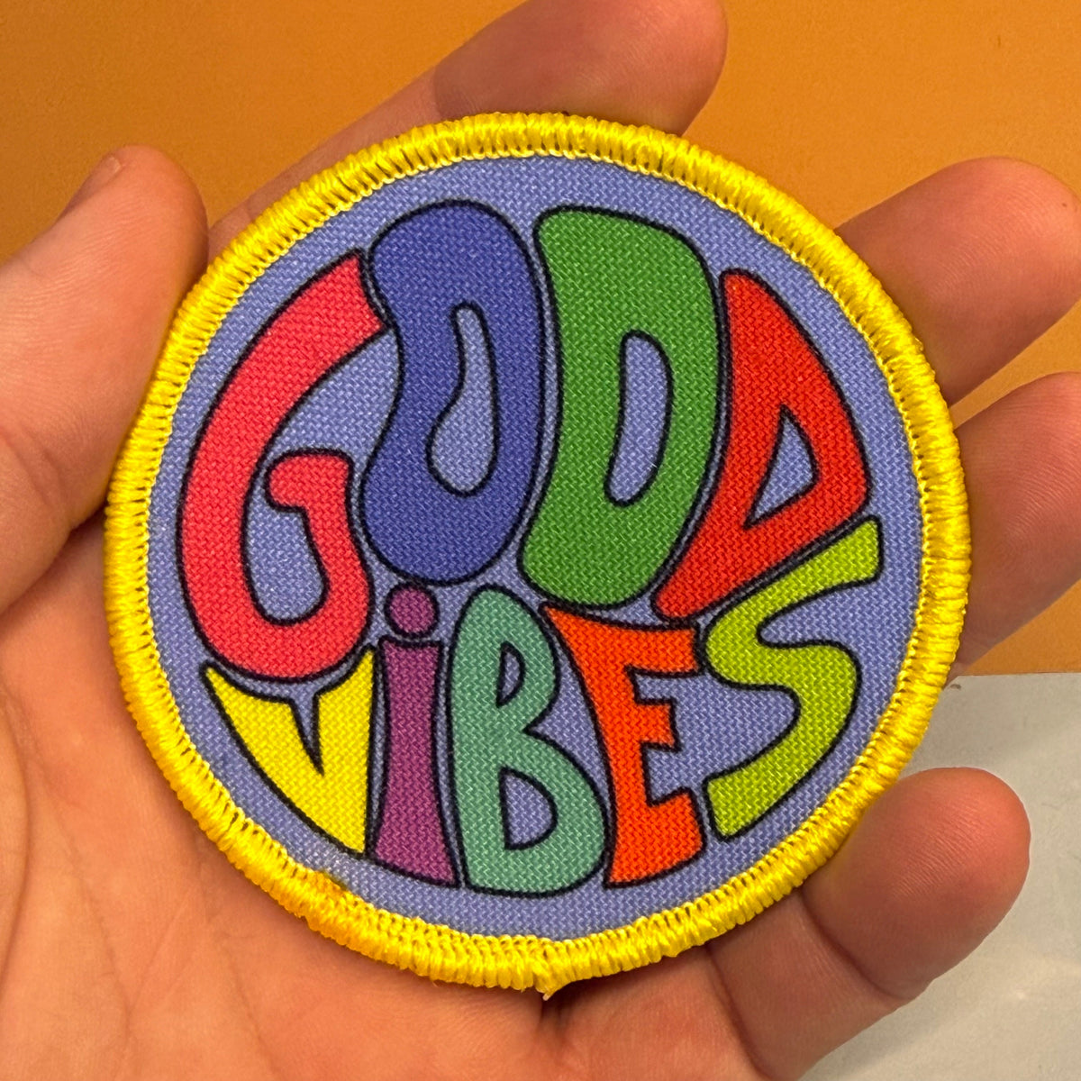 Good Vibes Only Funny Retro Printed Morale Patch, 3" Round | VELCRO® Brand Hook Backing