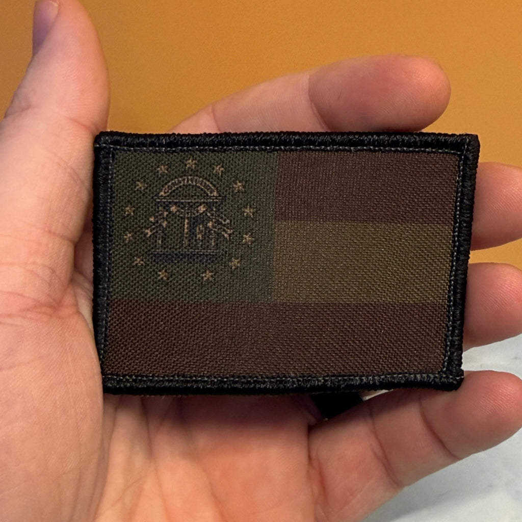 Georgia State Flag Printed Morale Patch, 2x3" | VELCRO® Brand Hook Backing