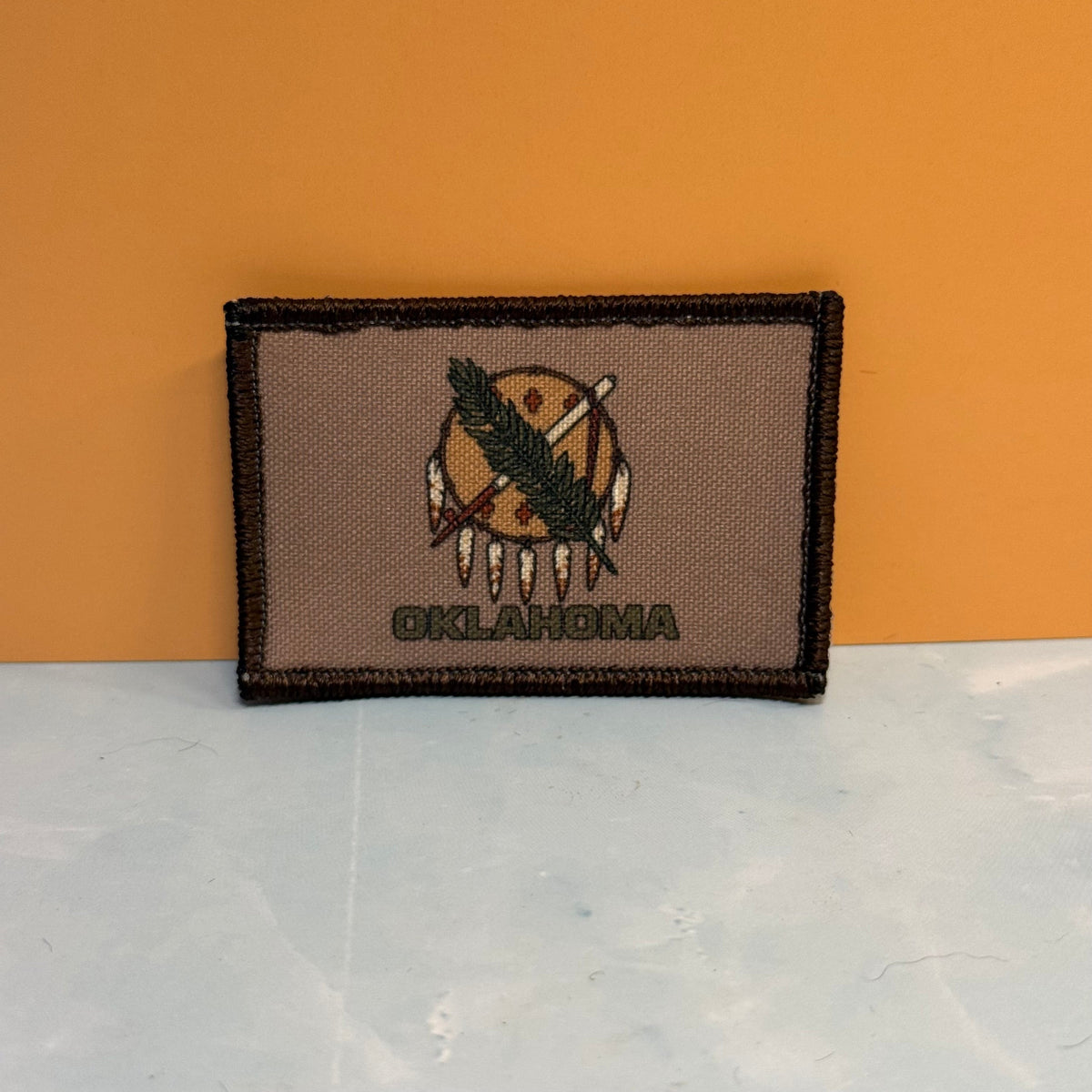 Oklahoma State Flag Printed Morale Patch, 2x3" | VELCRO® Brand Hook Backing